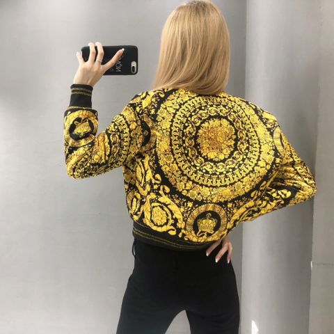 Áo bomber nữ VERSACE* hoa văn vàng đẹp sang hàng độc SIÊU CẤP