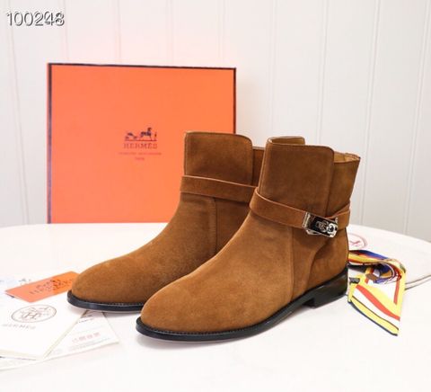 Boot Hermes* da lộn cổ thấp khoá bạc nhiều màu đẹp