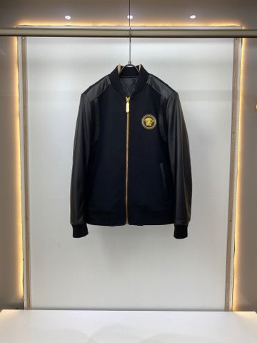 Áo bomber nam VERSACE* tay pha da khoá vàng đẹp VIP 1:1