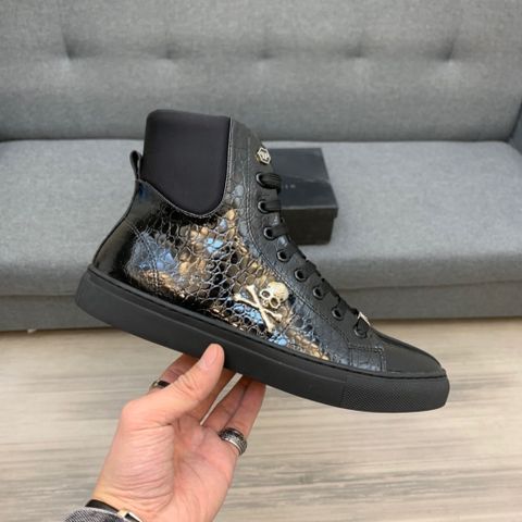 Giày nam buộc dây cao cổ PHILIPP* PLEIN* vân rắn đẹp độc cao cấp