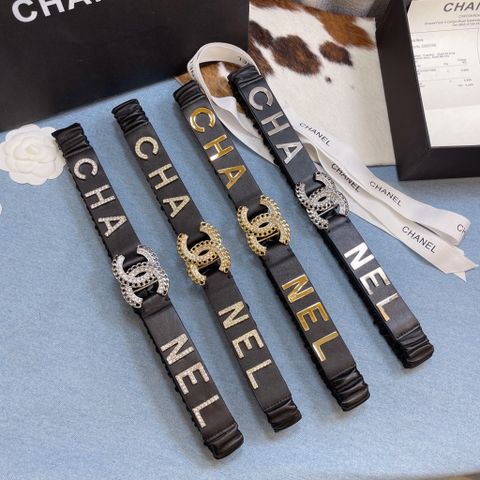 Belt nữ CHANEL* da cừu chun nẹp chữ kim loại đẹp sang thắt váy áo quần đều đẹp hàng cao cấp