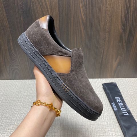 Giày slip on nam Berluti* da lộn dập chữ đẹp VIP 1:1