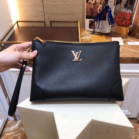 Clutch LV* nam nữ da bò mềm khoá vàng đẹp cao cấp 29cm