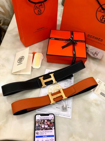 Belt nam nữ Hermes* dây da bò togo bản nữ 3,2cm/ nam 3,8cm dùng 2 mặt đẹp hàng cao cấp