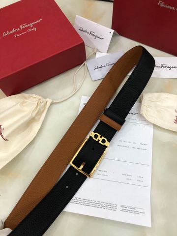 Belt nam SALVATORE* dây da bò dùng 2 mặt nâu và đen da mềm đẹp