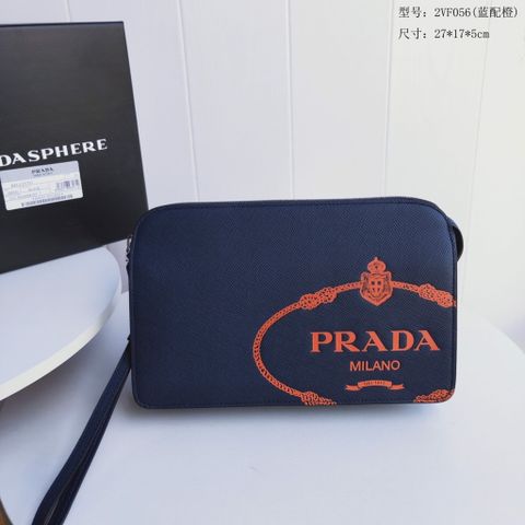 Clutch PRADA* nam 27cm da nhám dập chữ đẹp cao cấp