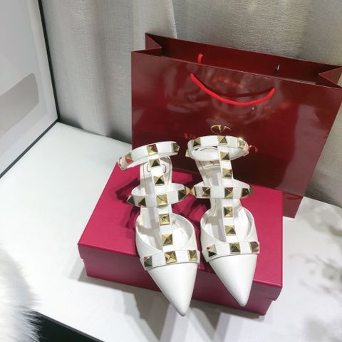 Giày nữ VALENTINO* cao 4cm 3 quai tán đinh vàng bản to đẹp sang mẫu mới 2021