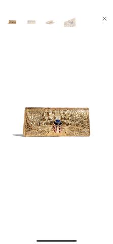 Clutch CHANEL* vân cá sấu size 30cm SIÊU CẤP màu vàng đồng và đen