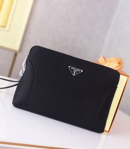 Clutch PRADA* nam nữ 28cm da bò đan khoá số đẹp