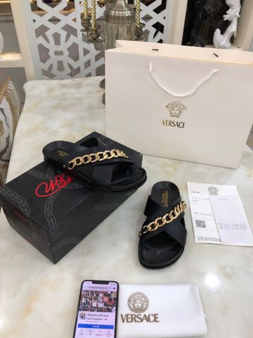 Dép nam VERSACE* quai da bò xích vàng đẹp độc cao cấp mới