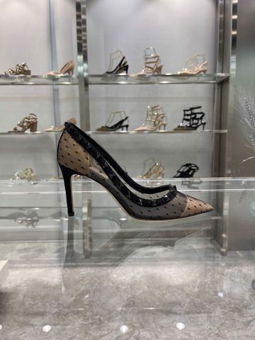 Giày cao gót VALENTINO* lưới chấm bi cao 6,5cm và 9cm viền đinh đen dáng đẹp sang SIÊU CẤP