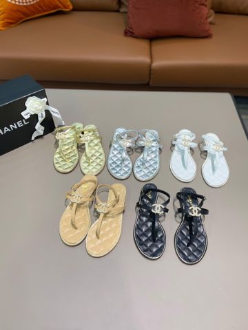 Sandal nữ chanel* sỏ ngón logo ngọc đế trần trám đẹp SIÊU CẤP