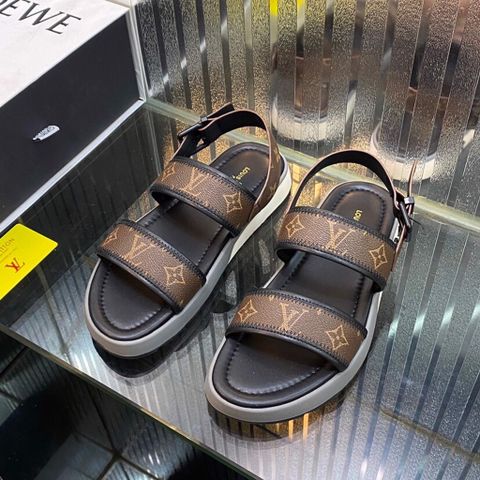 Sandal nam LV* quai hoạ tiết Monogram viền da đen đẹp cao cấp 2 màu mẫu mới