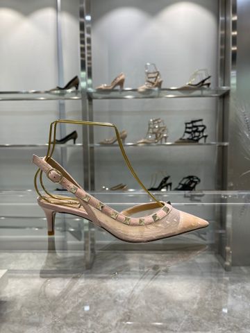 Giày cao gót VALENTINO* lưới chấm bi màu nude dáng hở gót cao 6,5cm và 9cm SIÊU CẤP