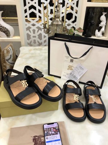 Sandal nam Burberry* quai da bò logo vàng đẹp cao cấp