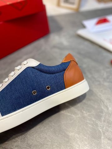 Giày Lou.bou.tin* nam nữ buộc dây chất denim xanh