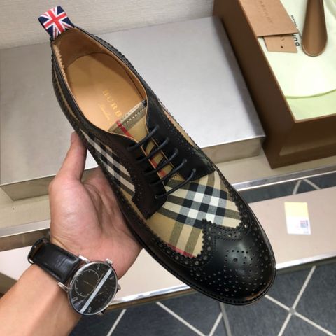 Giày âu Burberry* da bò phối kẻ kiểu đẹp VIP 1:1 mẫu mới