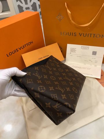 Clutch LV* nữ size 28cm hoạ tiết Monogram nâu phối da màu đẹp sang SIÊU CẤP