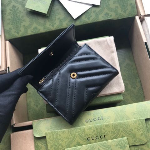 Ví nữ GUCCI* dáng vuông ngắn da bò logo vàng đẹp SIÊU CẤP