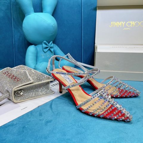 Giày cao gót JIMMY* CHOO* cao 6,5cm quai trong đính đá đẹp sang SIÊU CẤP