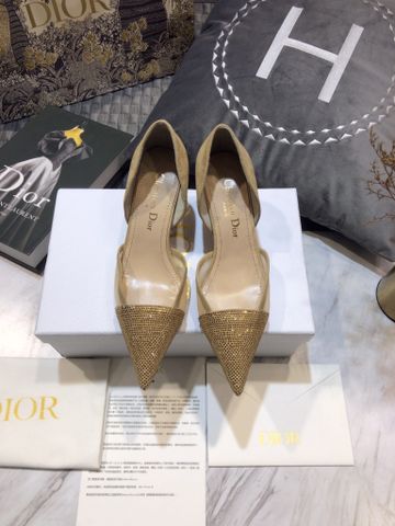 Giày cao gót Dior* Cao 7,5cm và 9,5cm da lộn pha lưới mũi đính đá đẹp sang SIÊU CẤP