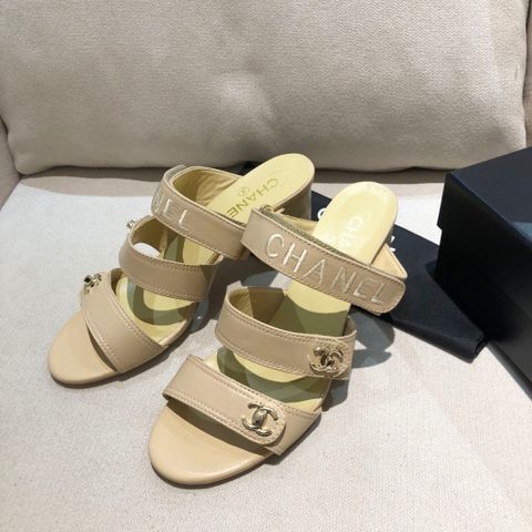 Sandal cao gót chanel* gót to cao 8cm da bò lỳ kiểu đẹp dáng sang đi chắc chân hàng SIÊU CẤP