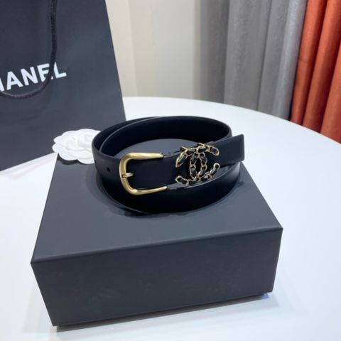 Belt nữ chanel* bản 2,5cm da bò lỳ mềm logo xích vàng đẹp sang cao cấp