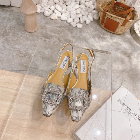 Giày nữ JIMMY* CHOO* đế 3cm hoạ tiết bạc dá vuông đẹp sang SIÊU CẤP có 2 màu