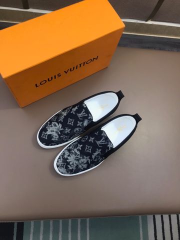 Giày slip on nam LV* chất vải hoạ tiết Monogram đẹp cao cấp