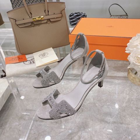 Sandal cao gót Hermes* quai nhũ cao 7cm dáng đẹp dang SIÊU CẤP