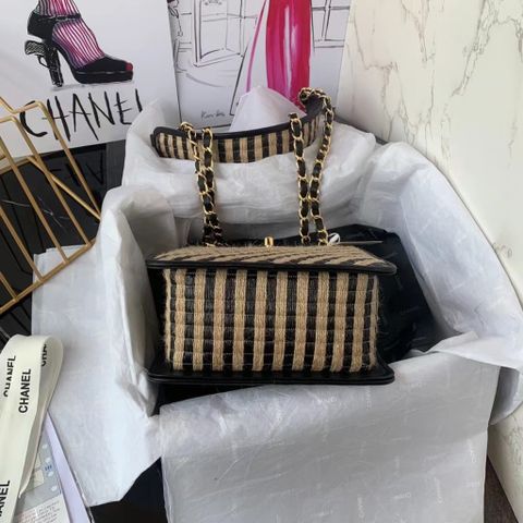 Túi xách nữ chanel* cói đan viền da đẹp SIÊU CẤP mẫu mới 17x15cm