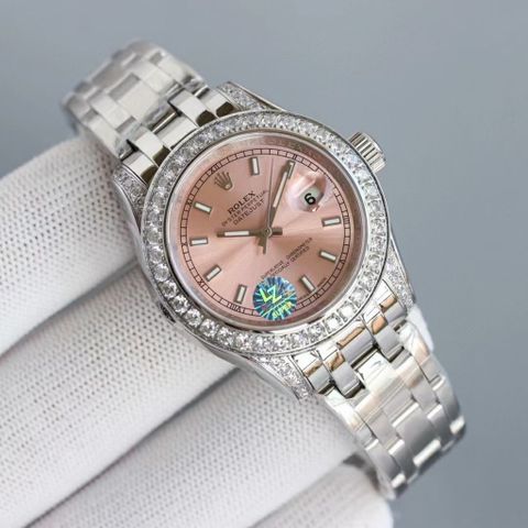 Đồng hồ nữ rolex* case 34mm dây kim loại mặt nạm kim cương đẹp sang thanh lịch máy cơ