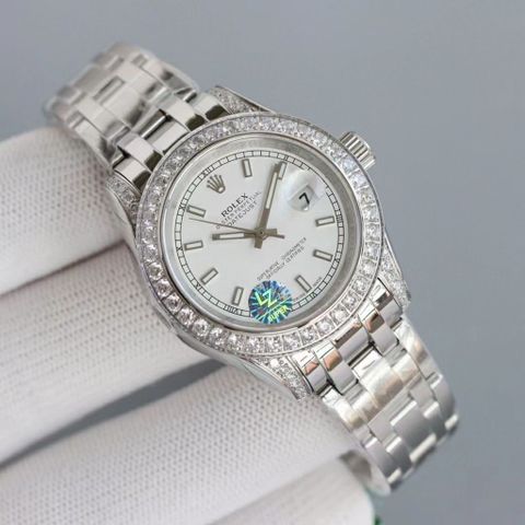 Đồng hồ nữ rolex* case 34mm dây kim loại mặt nạm kim cương đẹp sang thanh lịch máy cơ