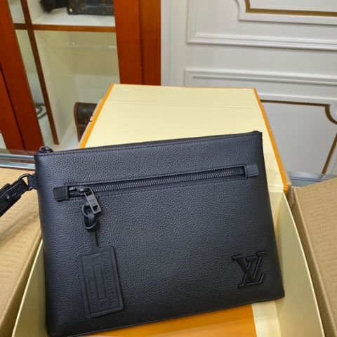 Clutch LV* nam nữ 30cm da bò lỳ khoá logo đen đẹp sang lịch lãm SIÊU CẤP