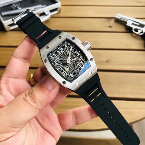 Đồng hồ nam RICHARD* MILLE* lộ cơ kiểu độc case 38x48mm dây cao su