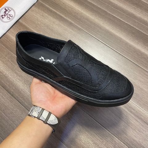 Giày slip on nam Hermes* vân lưới kiểu đẹp cao cấp mẫu mới