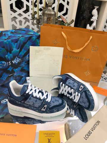 Sneaker LV* denim jeans Monogram xanh nam nữ đẹp VIP 1:1