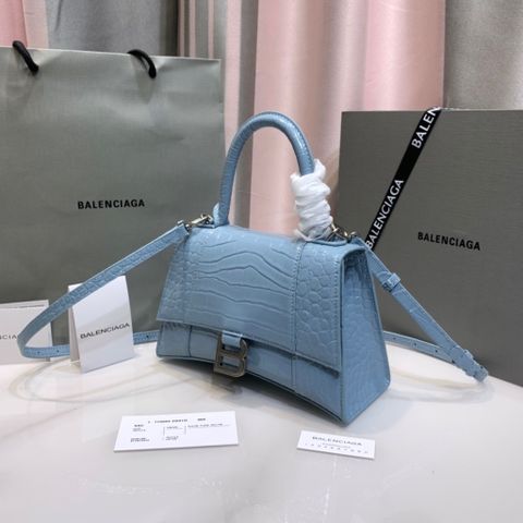 Túi xách nữ BALENCIAGA* vân cá sấu bóng màu xanh mới đẹp sang size 23cm