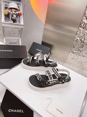 Sandal nữ chanel* dáng khoẻ quai da bò pha xích đẹp siêu cấp 35-40