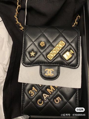 Túi xách nữ chanel* mini 17x10cm SIÊU CẤP da cừu đính chữ logo kim loại đẹp Mẫu mới