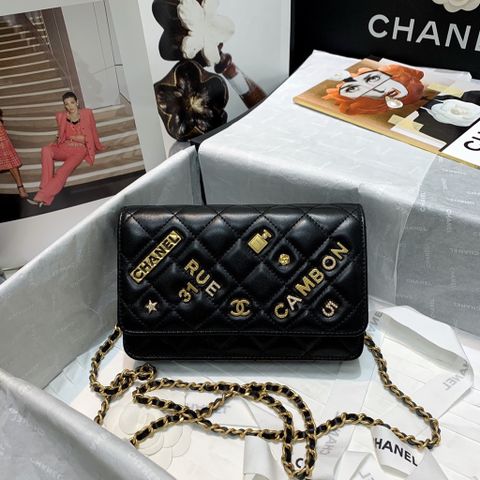 Túi xách nữ chanel* woc da cừu SIÊU CẤP đính chữ logo kim loại vàng mẫu mới size 19cm