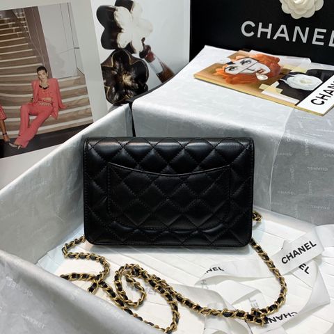 Túi xách nữ chanel* woc da cừu SIÊU CẤP đính chữ logo kim loại vàng mẫu mới size 19cm