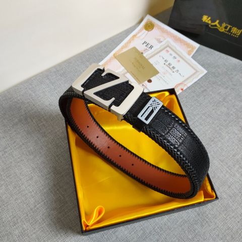 Belt nam zegna* bản 3,8cm dây vân cá sấu viền đan da bò đẹp lịch lãm