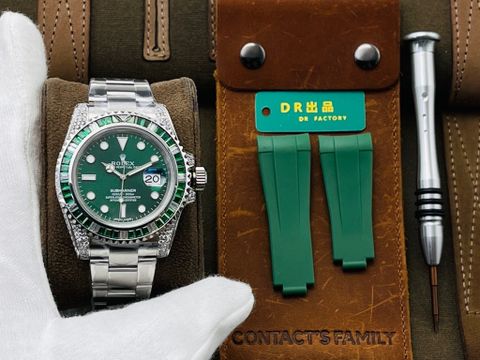 Đồng hồ nam rolex* case 40mm dây kim loại mặt xanh lá 