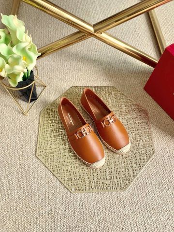 Giày slip on nữ SALVATORE* đế cói hoạ tiết và da bò trơn hàng cao cấp