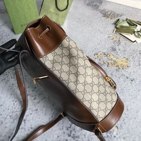 Ba lô GUCCI* nam nữ hoạ tiết logo pha da nâu đẹp cao cấp 27x35cm