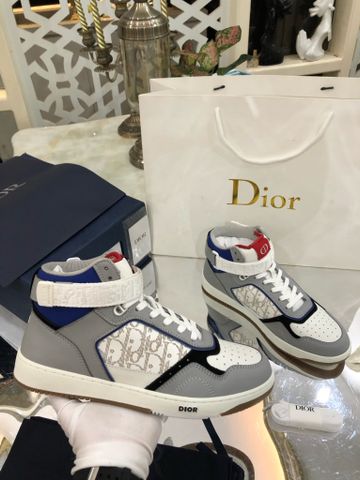 Giày thể thao nam nữ Dior* cao cổ da bò phối hoạ tiết oblique đẹp SIÊU CẤP