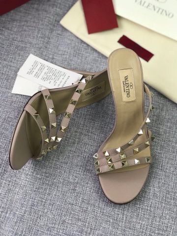 Sandal cao gót VALENTINO* cao 6,5cm 8cm quai da bò tán đinh đẹp SIÊU CẤP