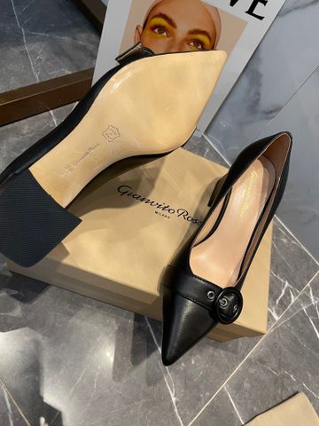 Giày cao gót Gianvito* Rossi* gót vuông cao 7cm đai ngang kiểu đẹp sang SIÊU CẤP