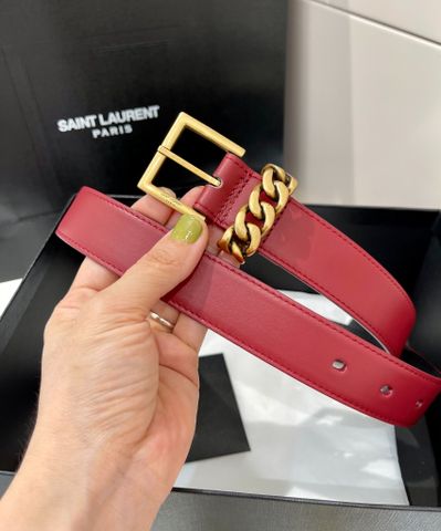 Belt nữ YSL* bản 3cm xích vàng kiểu đẹp sang nhiều màu da lộn và da lỳ SIÊU CẤP